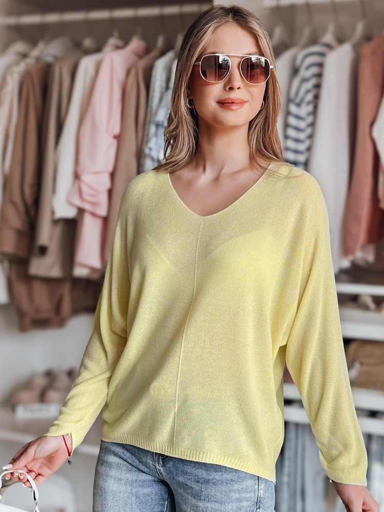 Sweter damskie one size oversize NORVAN cytrynowy Dstreet