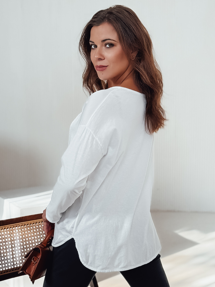 Bluză supradimensionată pentru femei SILKINEA albă