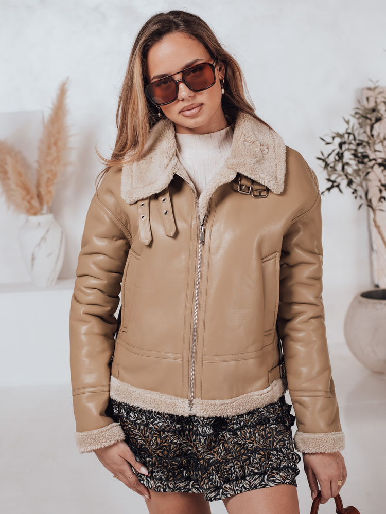 Geacă de piele pentru femei SHEREB kaki