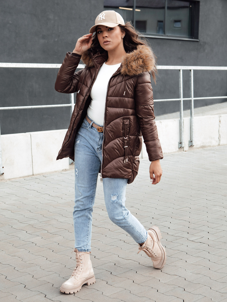 Kurtka damska zimowa WINTERCHIC kawowa Dstreet