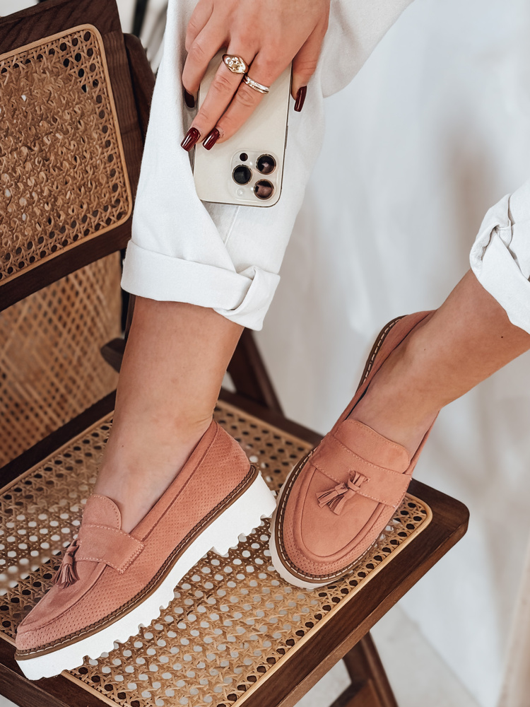 Mokasyny damskie ażurowe VANESSO różowe Dstreet