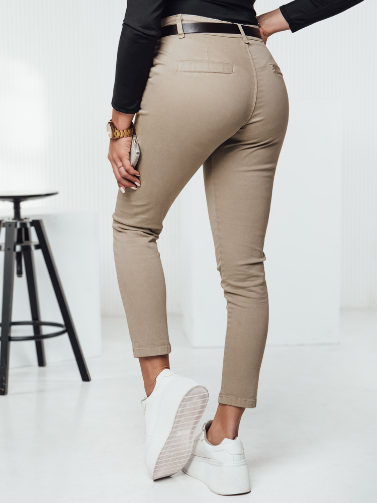 Pantaloni TRENDIOSS pentru femei cu curea, bej