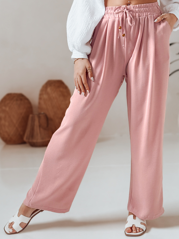 Spodnie damskie casualowe wide leg LOVETRIP różowe Dstreet