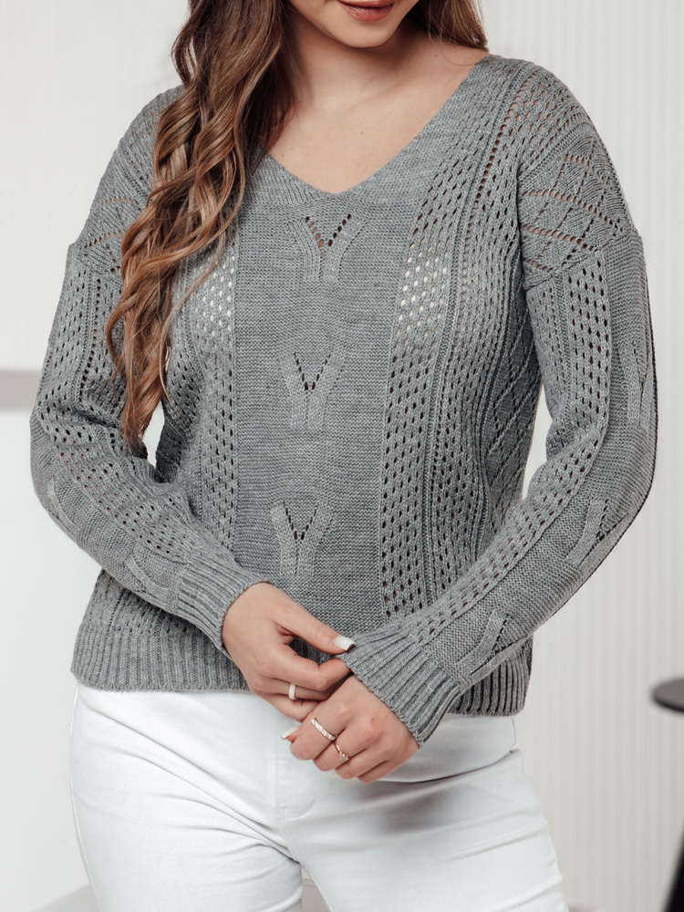 Sweter damski LACEONIA jasnoszary Dstreet