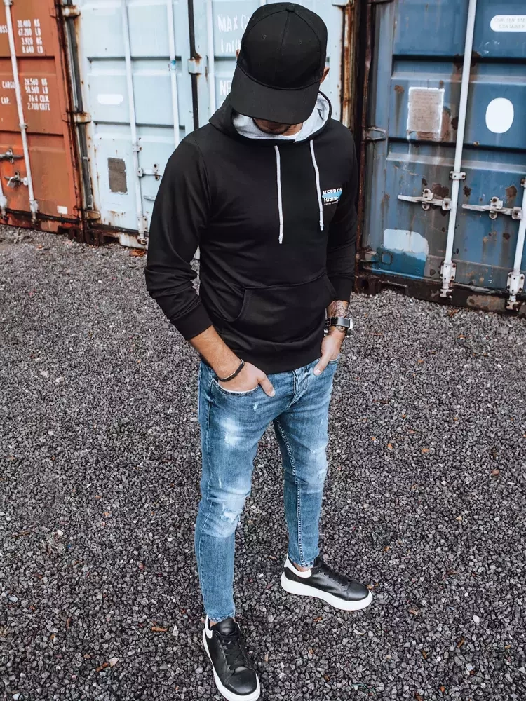 Bluza męska z nadrukiem czarna Dstreet
