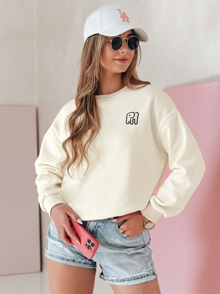 Bluza damska oversize z haftem SOFTSLON ecru Dstreet