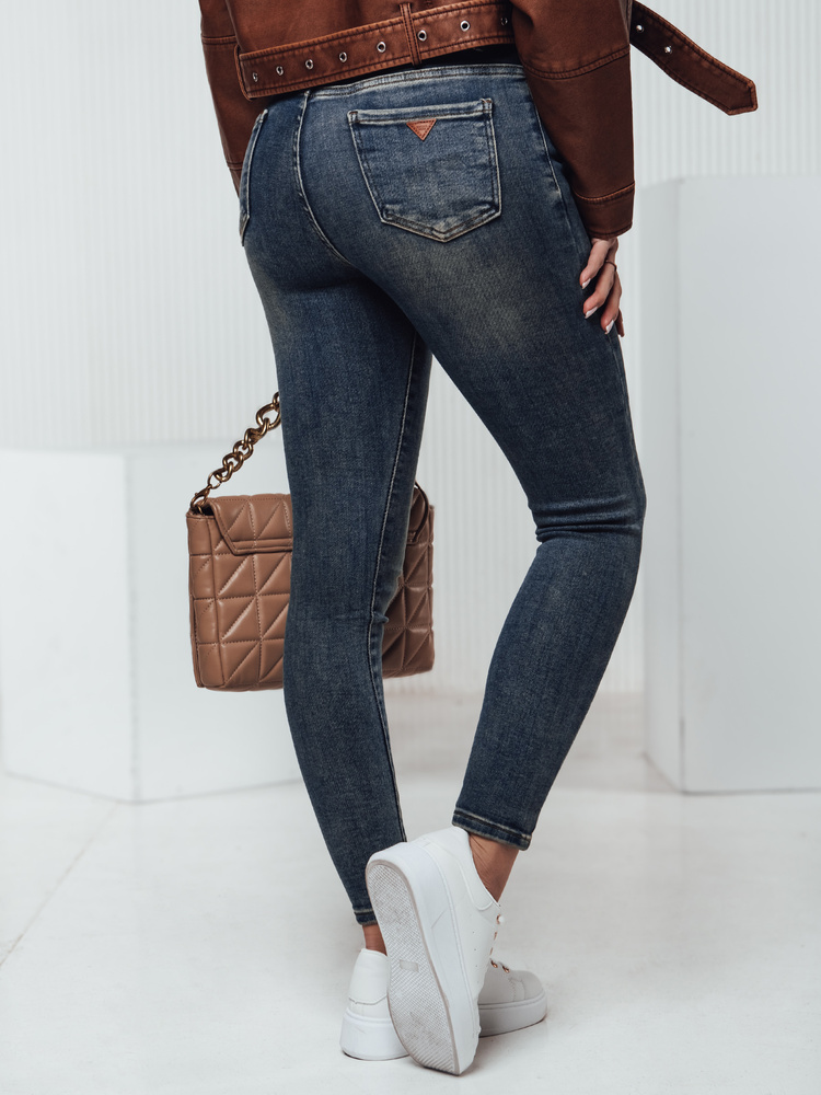 Spodnie damskie SKINNYJEAN skinny z paskiem jeansowe granatowe Dstreet