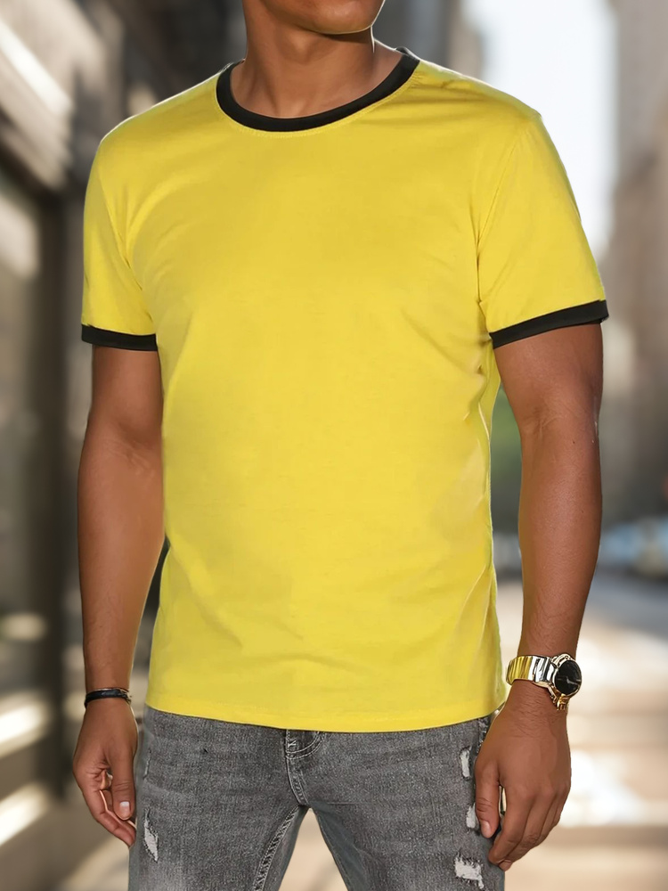 T-shirt męski basic żółty Dstreet
