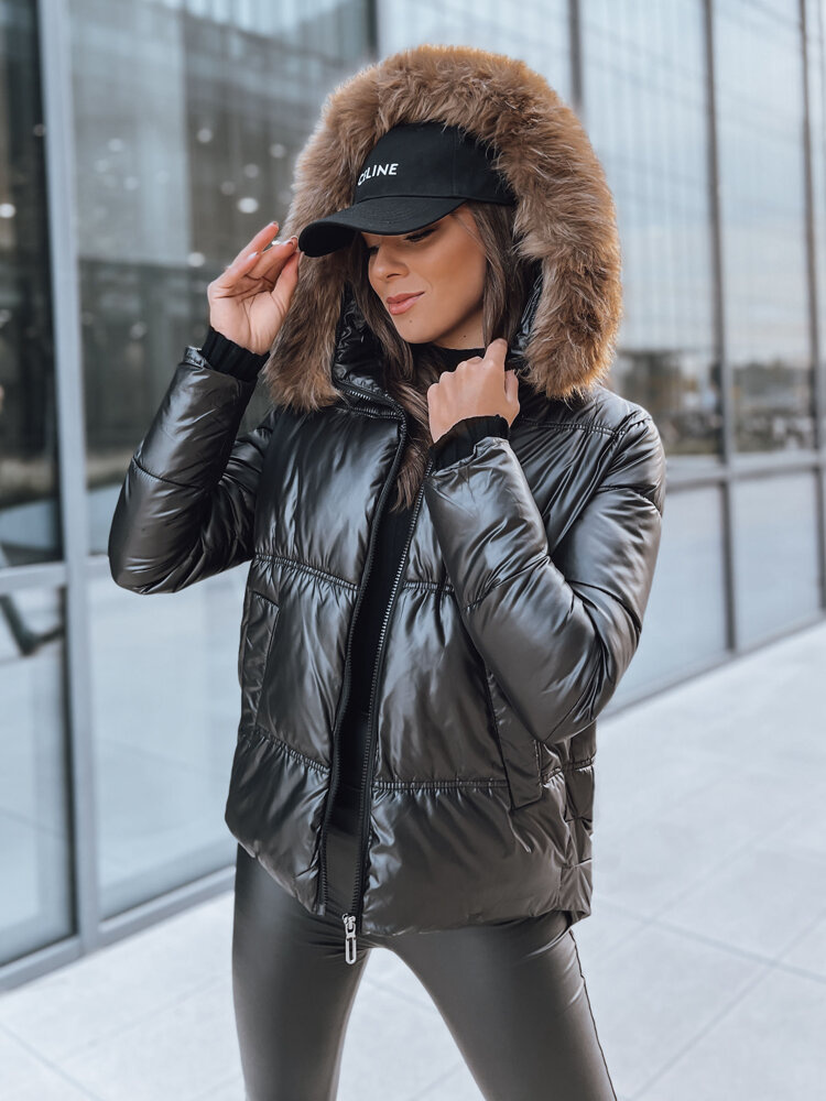 Kurtka zimowa damska pikowana SPARKLE czarna Dstreet