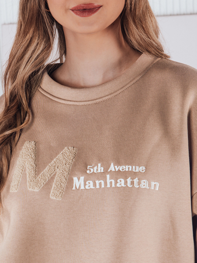 Bluza damska one size oversize AVENUE beżowa Dstreet