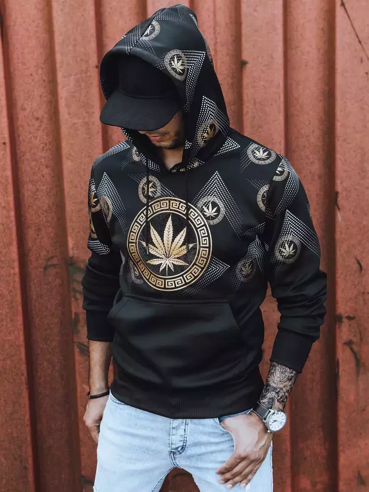 Bluza męska z nadrukiem czarna Dstreet