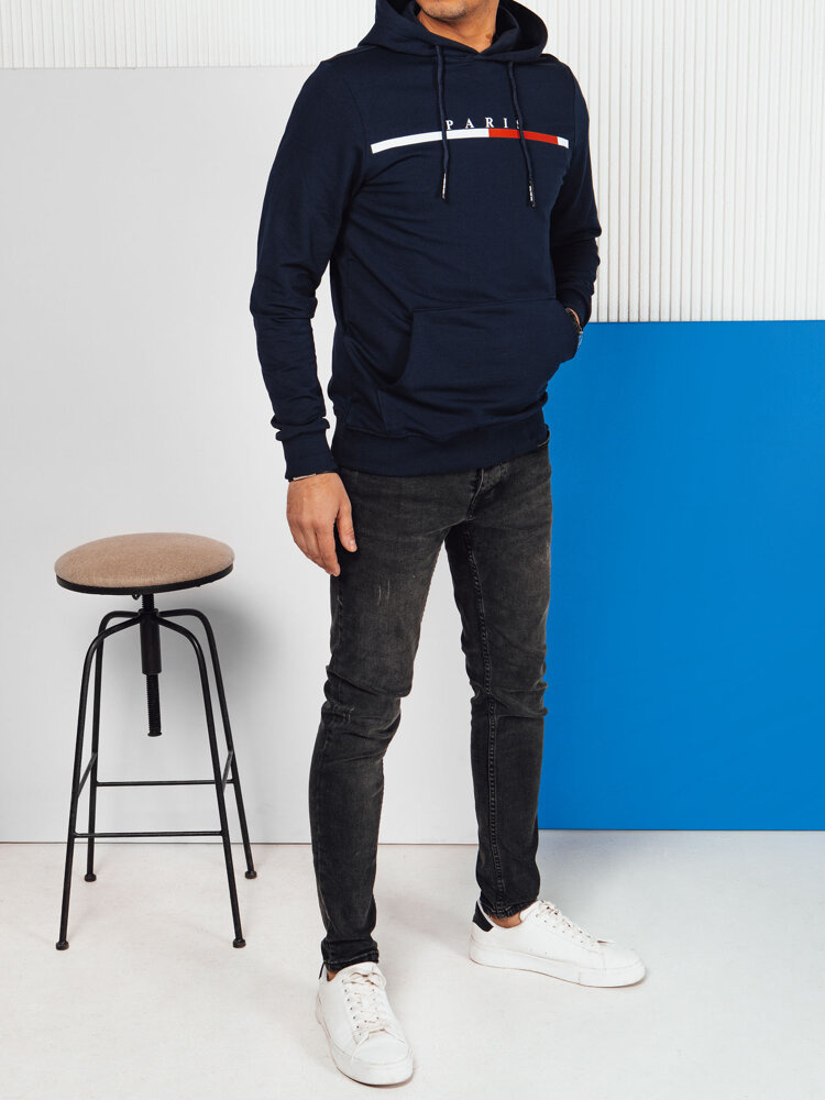 Bluza męska z nadrukiem granatowa Dstreet
