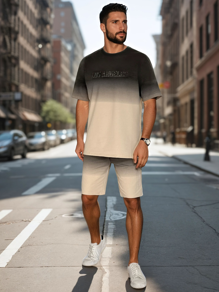 Komplet męski ombré khaki Dstreet