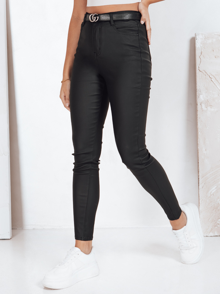 Jeansy damskie woskowane czarne Dstreet