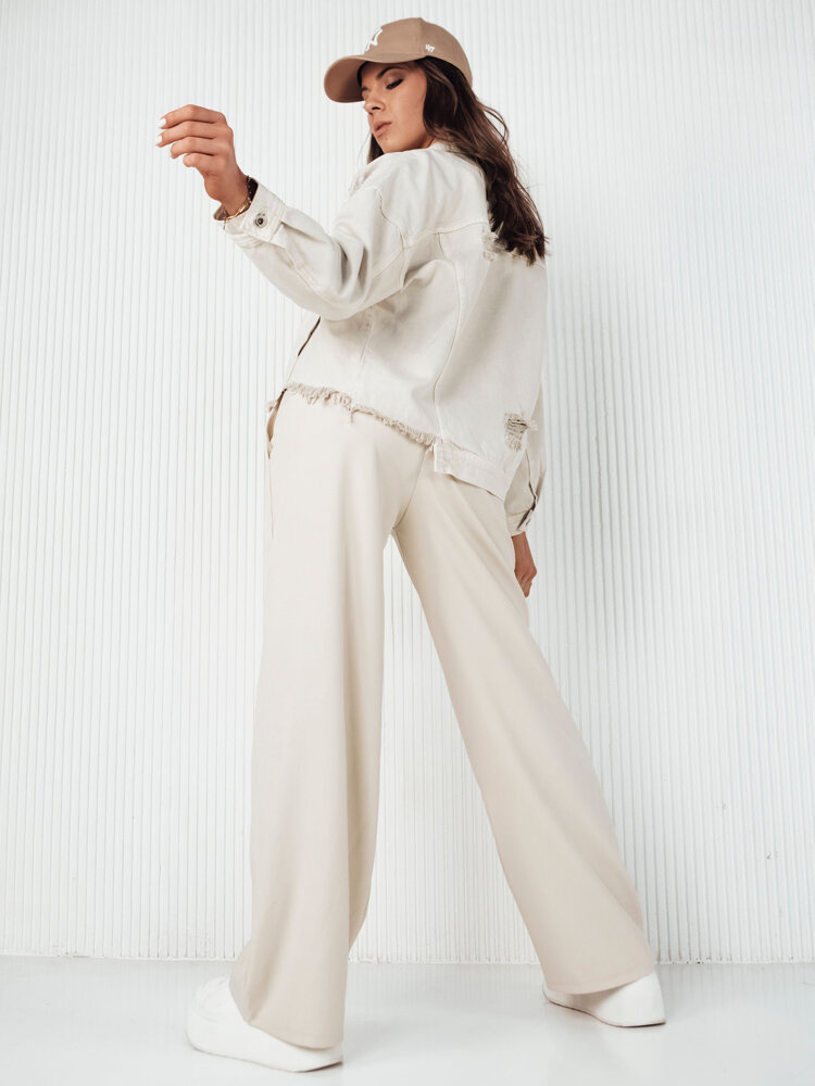 Kurtka damska jeansowa oversize MOLI jasnobeżowa Dstreet