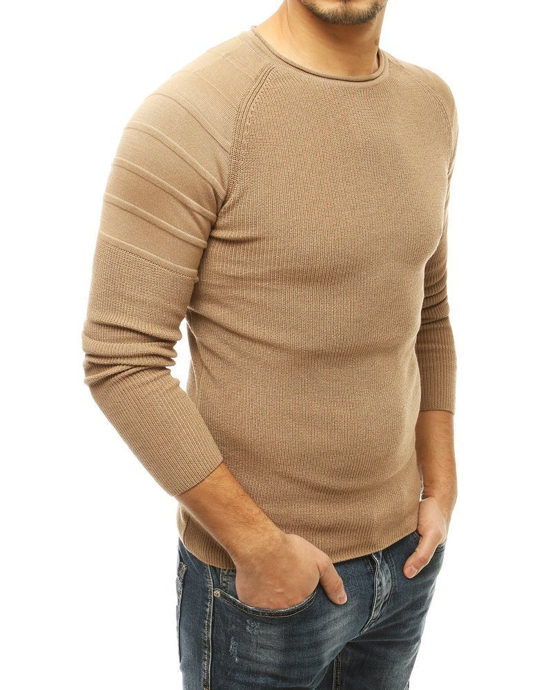 Sweter męski wkładany przez głowę beżowy Dstreet