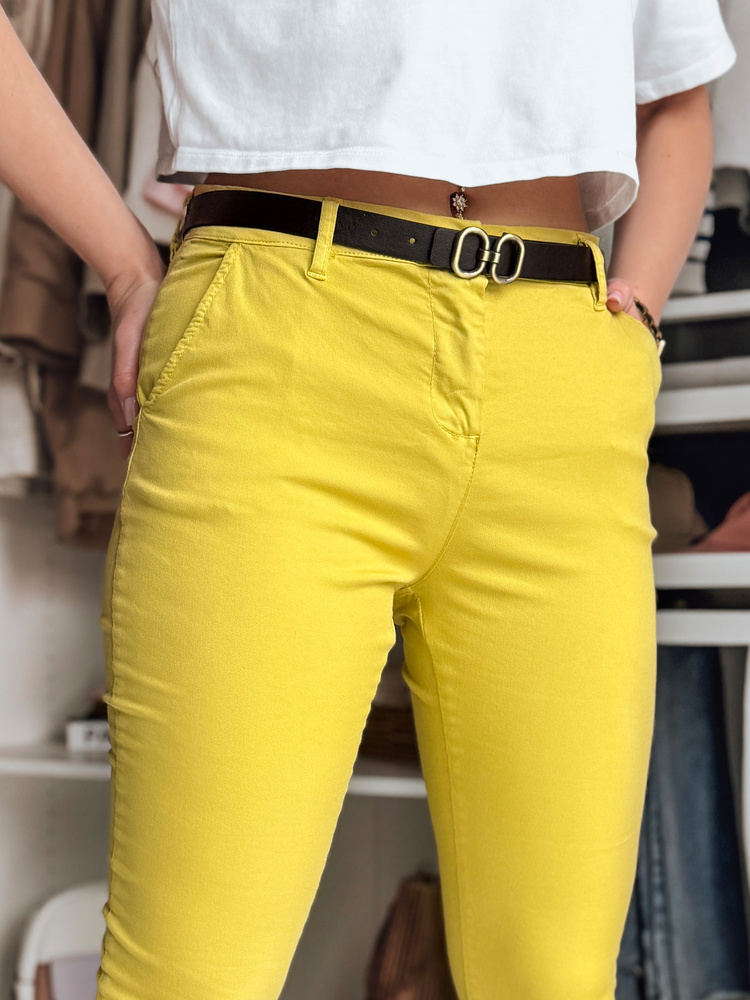 Pantaloni slim fit pentru femei LINESKA cu curea