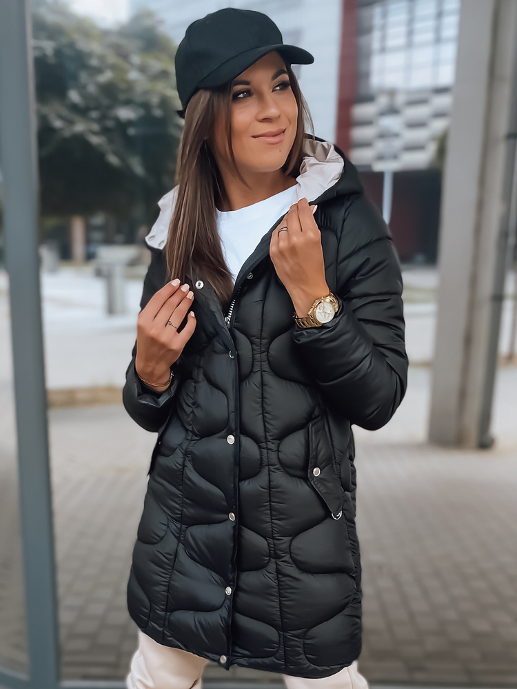 Černá dámská prošívaná zimní bunda s kapucí Dstreet