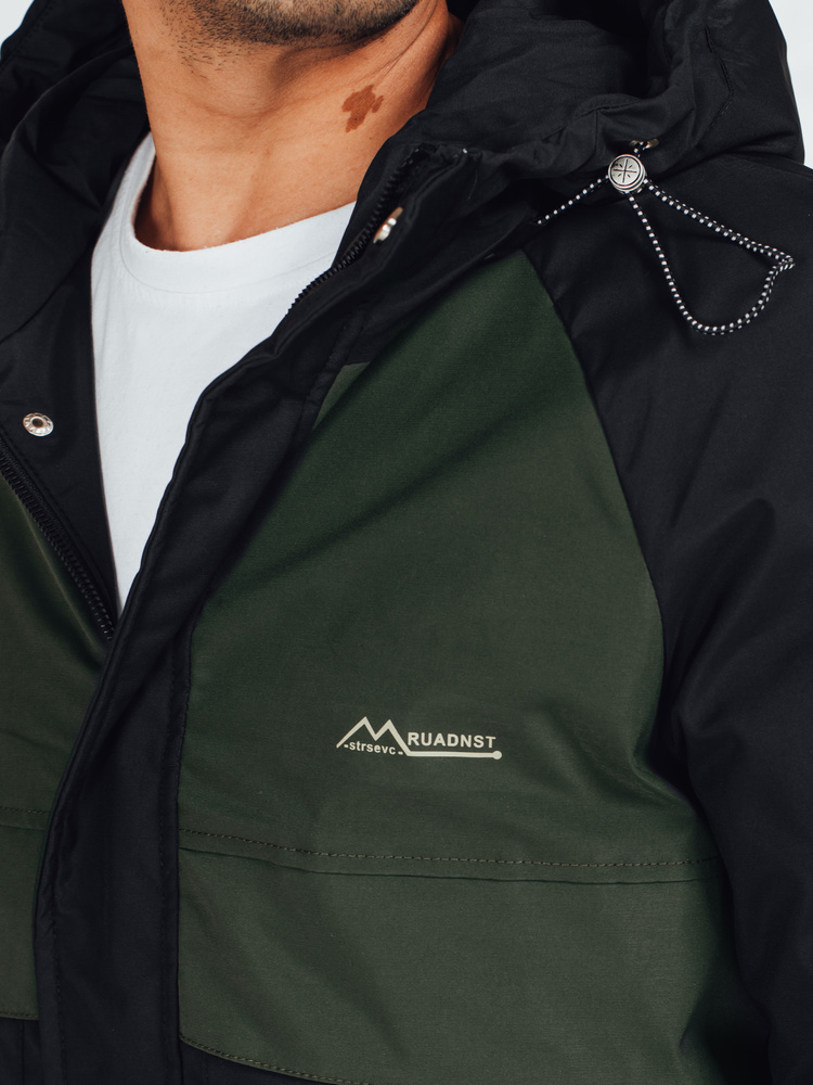 Kurtka męska zimowa z kapturem zielona Dstreet
