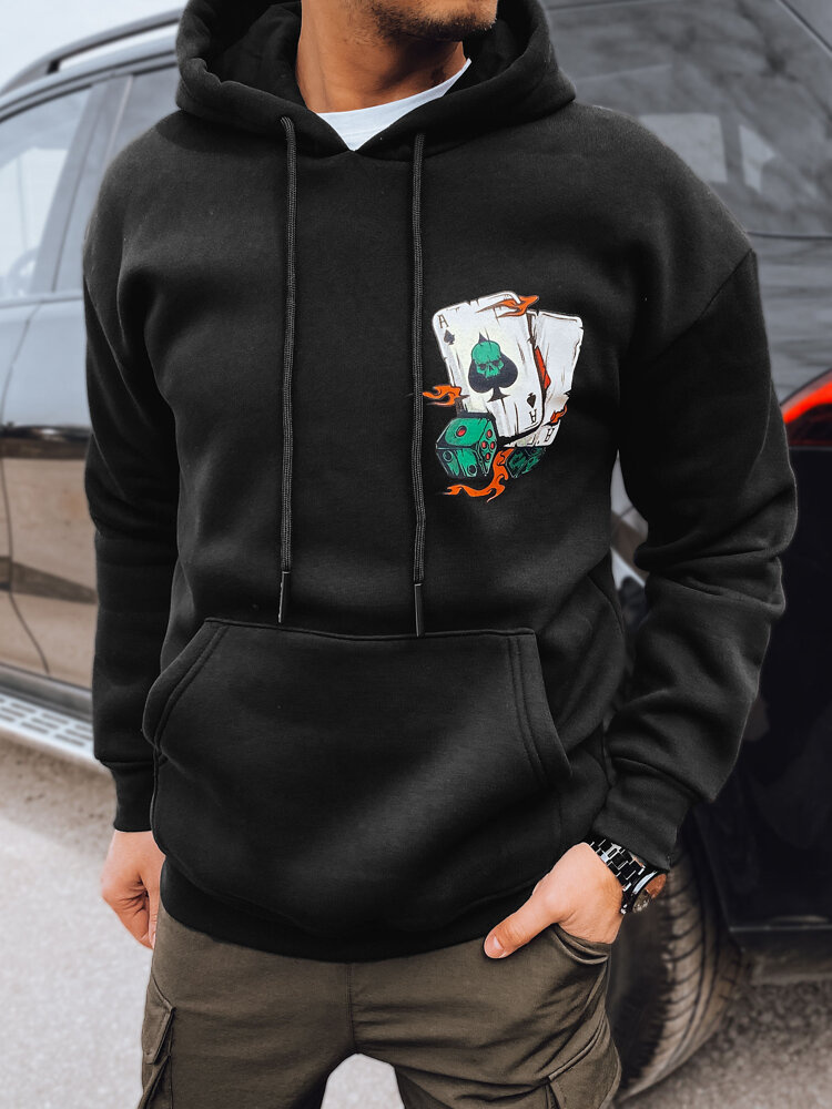 Bluza męska z nadrukiem czarna Dstreet