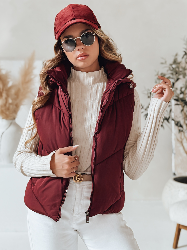 Vestă matlasată bordo pentru femei LIKEHUGS