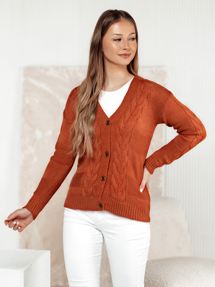 Sweter damski rozpinany RUSTICHE rudy Dstreet