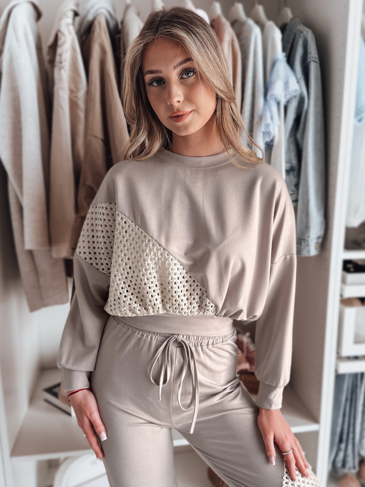 Bluza damska oversize ELEGRA mokka Dstreet