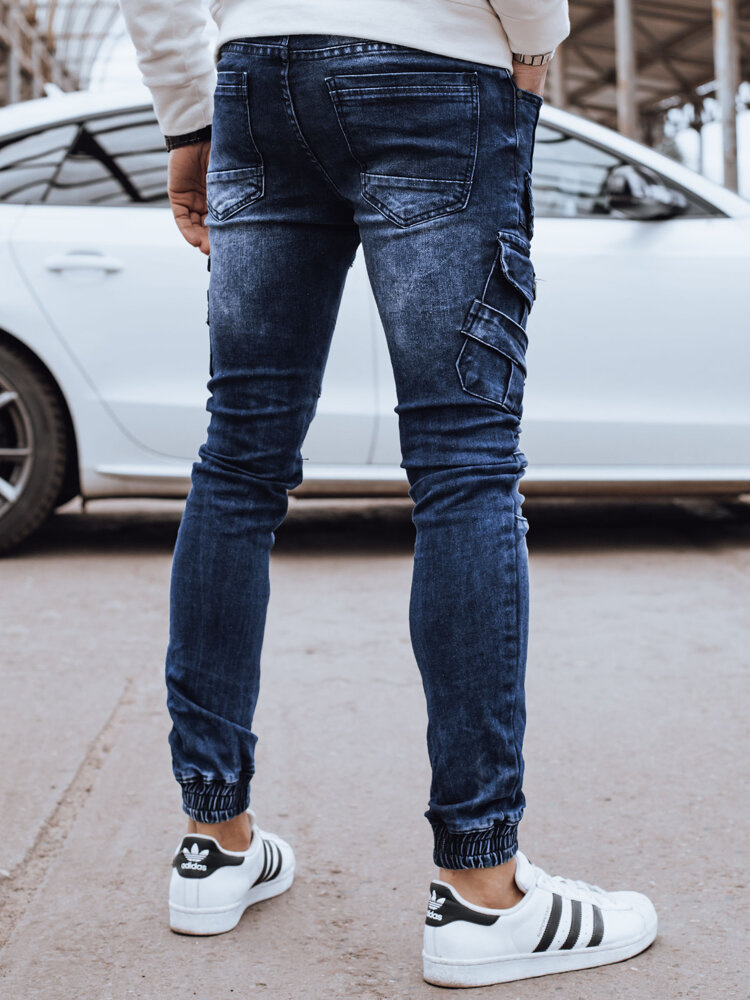 Spodnie męskie jeansowe bojówki niebieskie Dstreet