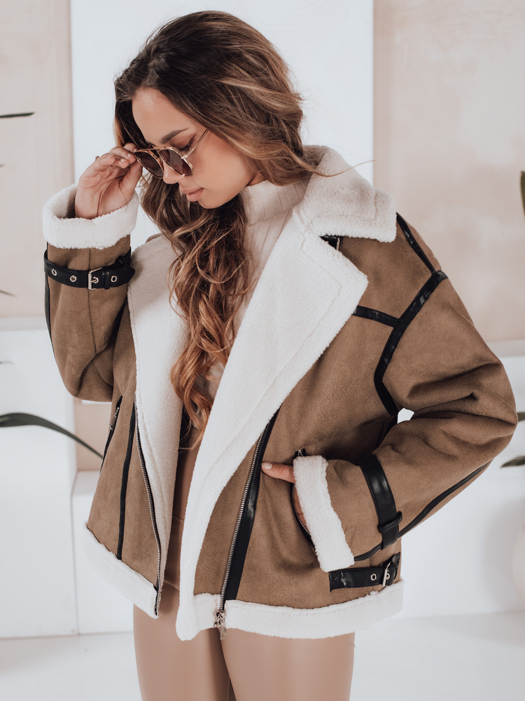 Damska kurtka zimowa kożuszek brązowy Dstreet