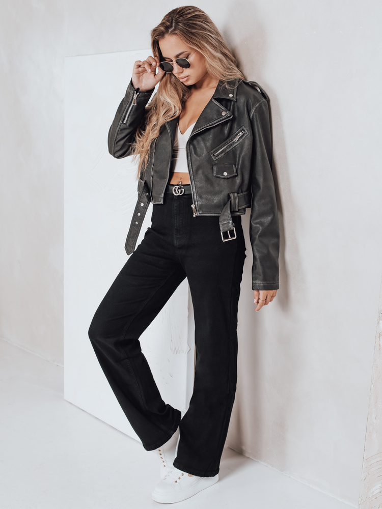 Jeansy damskie wide leg czarne Dstreet