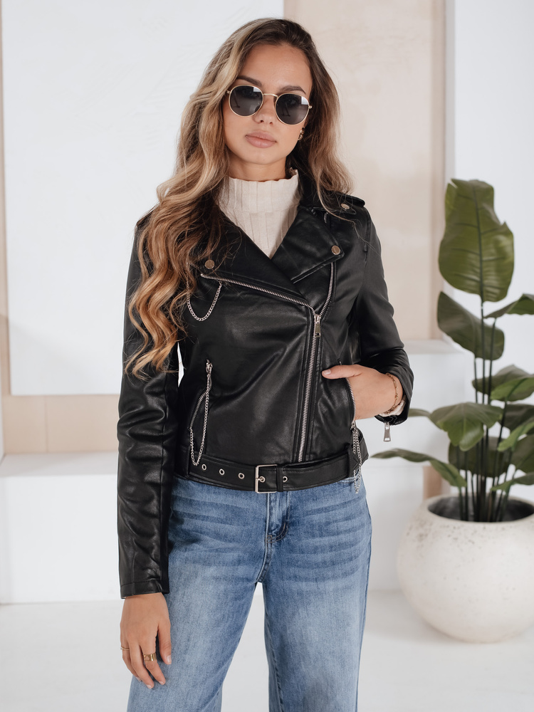 Geantă de umăr din piele pentru femei, neagră