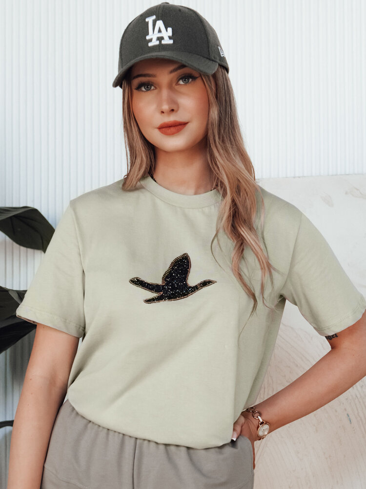 T-shirt damski BRILD pistacjowy Dstreet