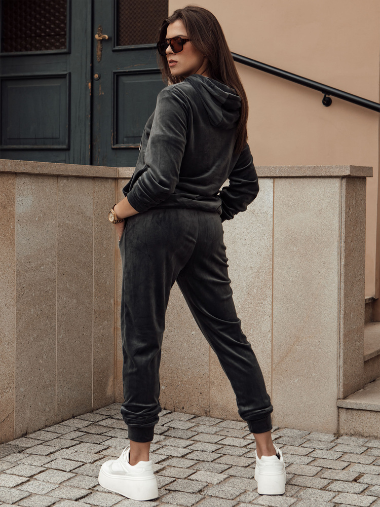 Komplet damski welurowy RELAX FIT ciemnoszary Dstreet