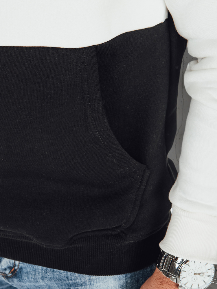 Bluza męska basic z kapturem w biało-czarne paski Dstreet