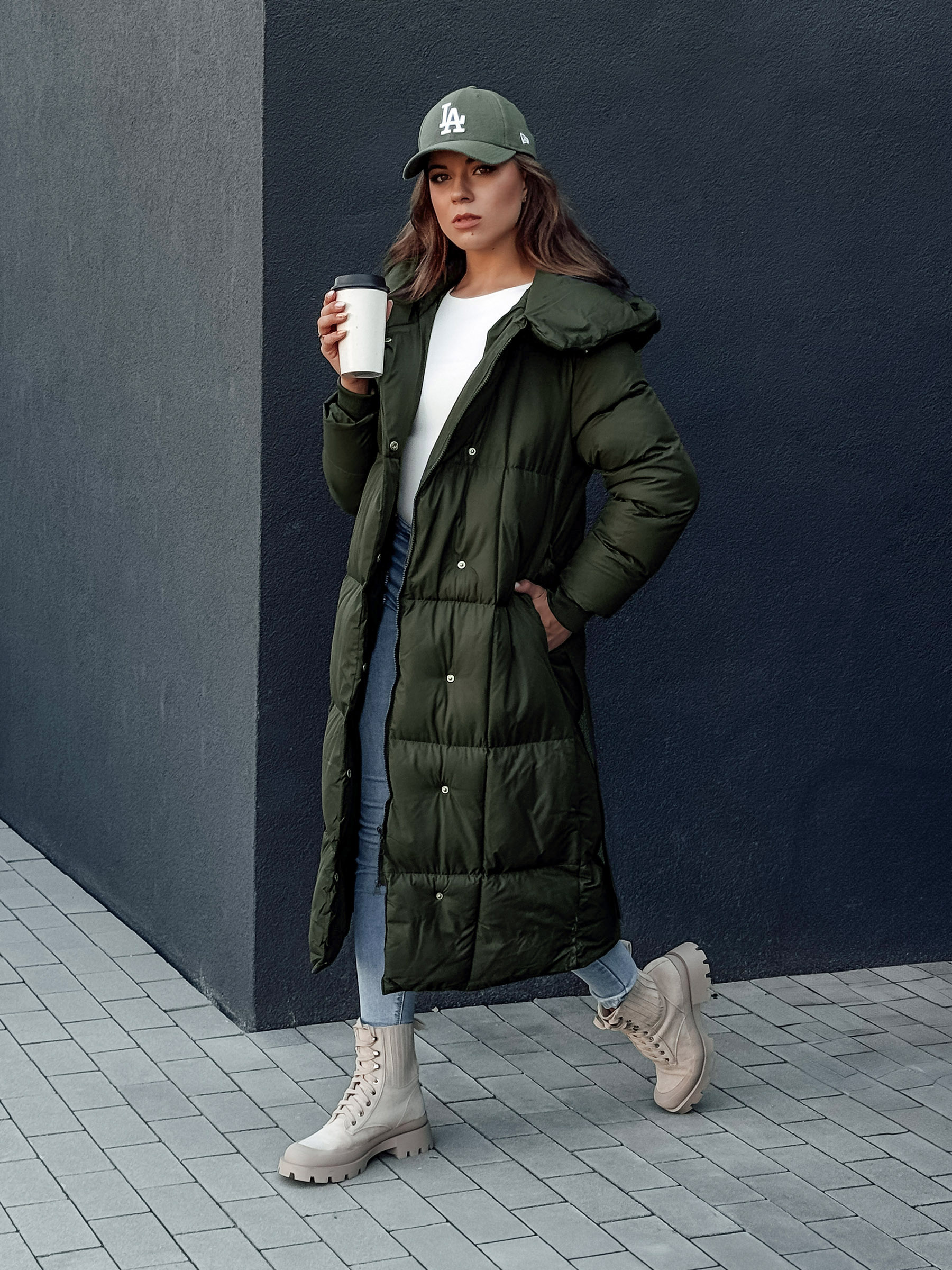 Palton matlasat pentru femei CLOUTIQUE verde