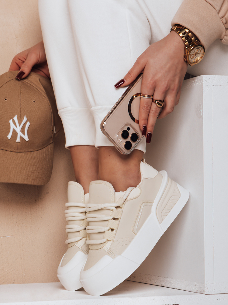Sportowe sneakersy damskie KICKON  beżowe Dstreet