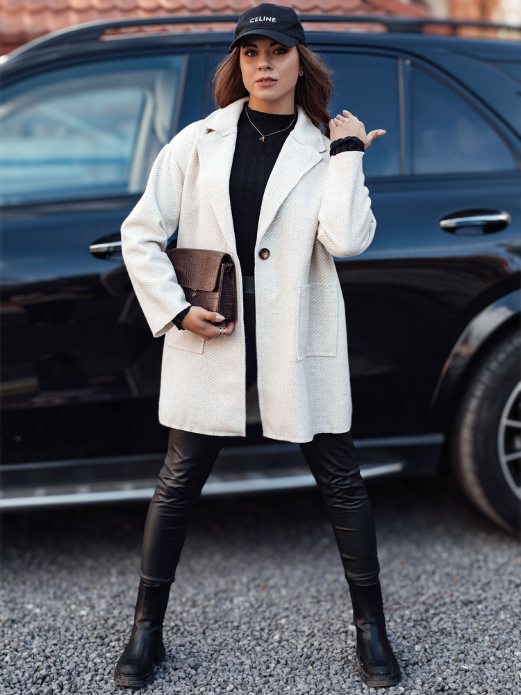 Palton supradimensionat pentru femei ELEGANTWAY bej