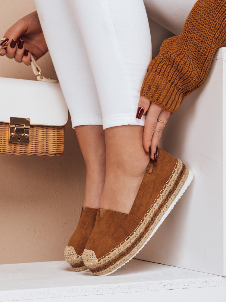 Espadryle damskie LANSI kamelowe Dstreet