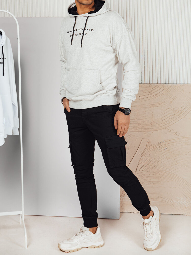 Bluza męska z nadrukiem jasnoszara Dstreet