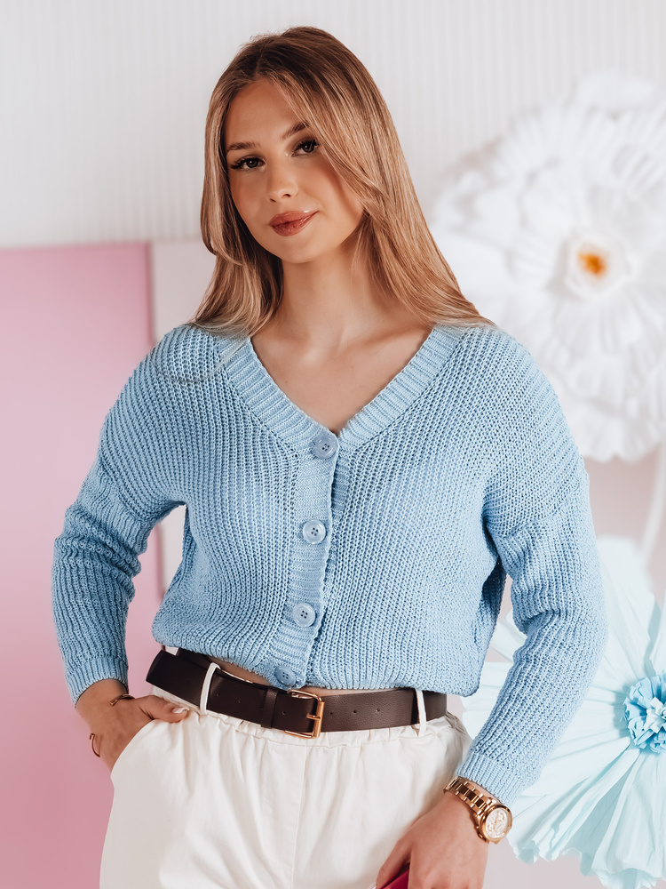Swter damskie one size oversize prążkowany SWEETDREAM niebieski Dstreet