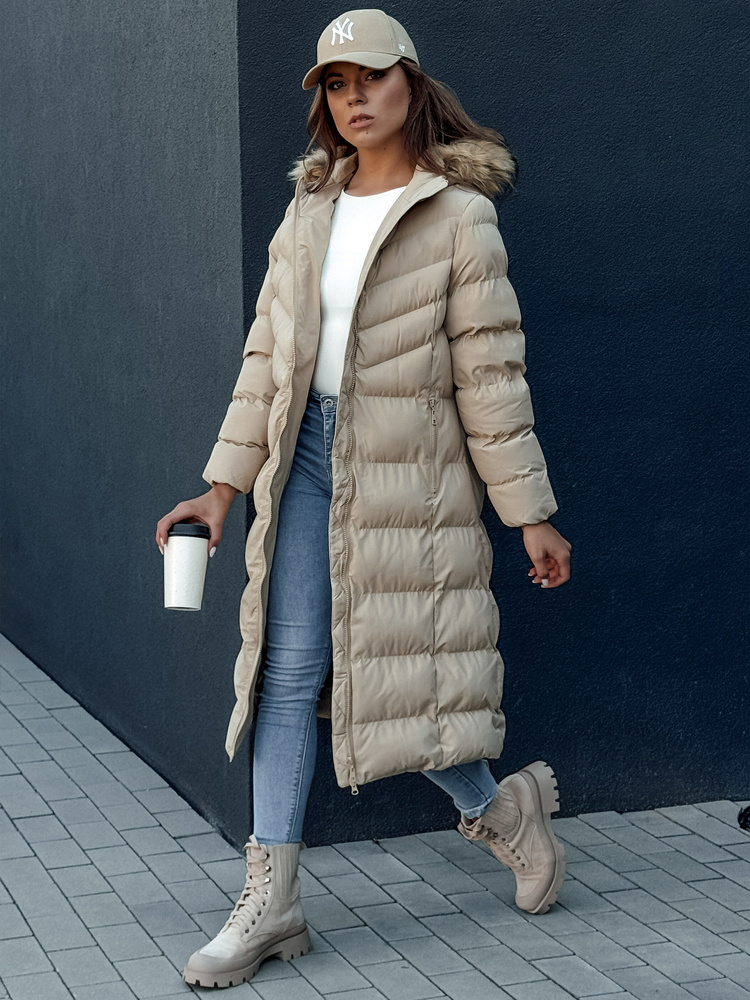 Płaszcz zimowy damski LUXWARM beżowy Dstreet