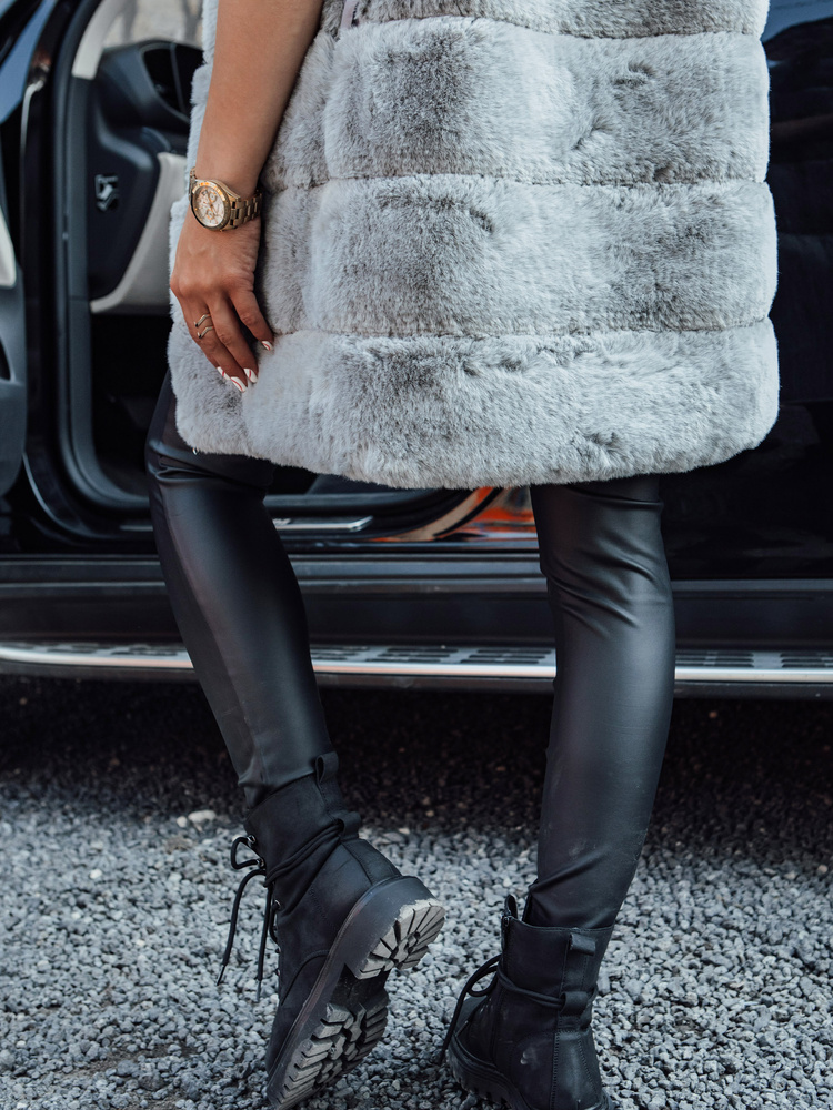 Vestă de blană gri pentru femei ASHTON