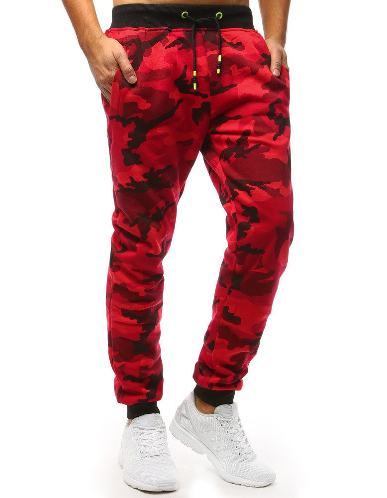 Spodnie dresowe męskie camo czerwone Dstreet