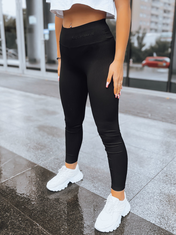 Prążkowane legginsy damskie JUST czarne Dstreet