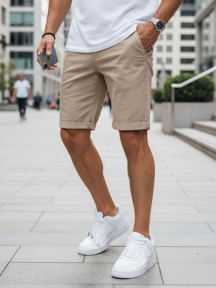 Pánske béžové chino kraťasy