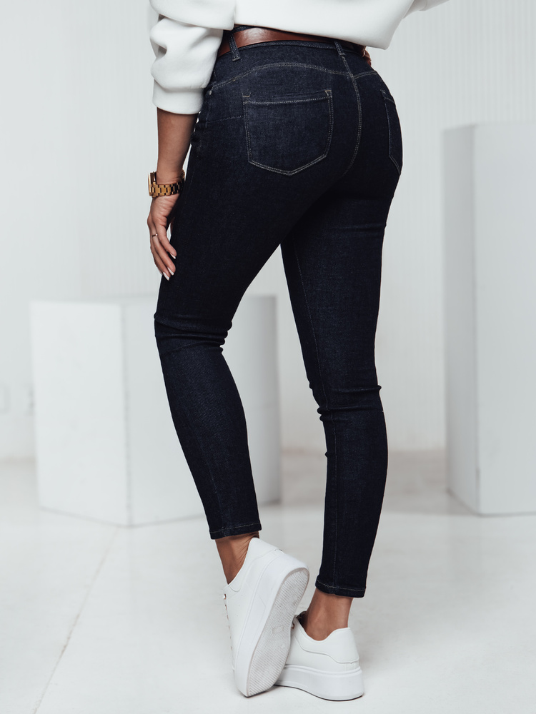 Spodnie damskie JEANLINE skinny z paskiem jeansowe Dstreet