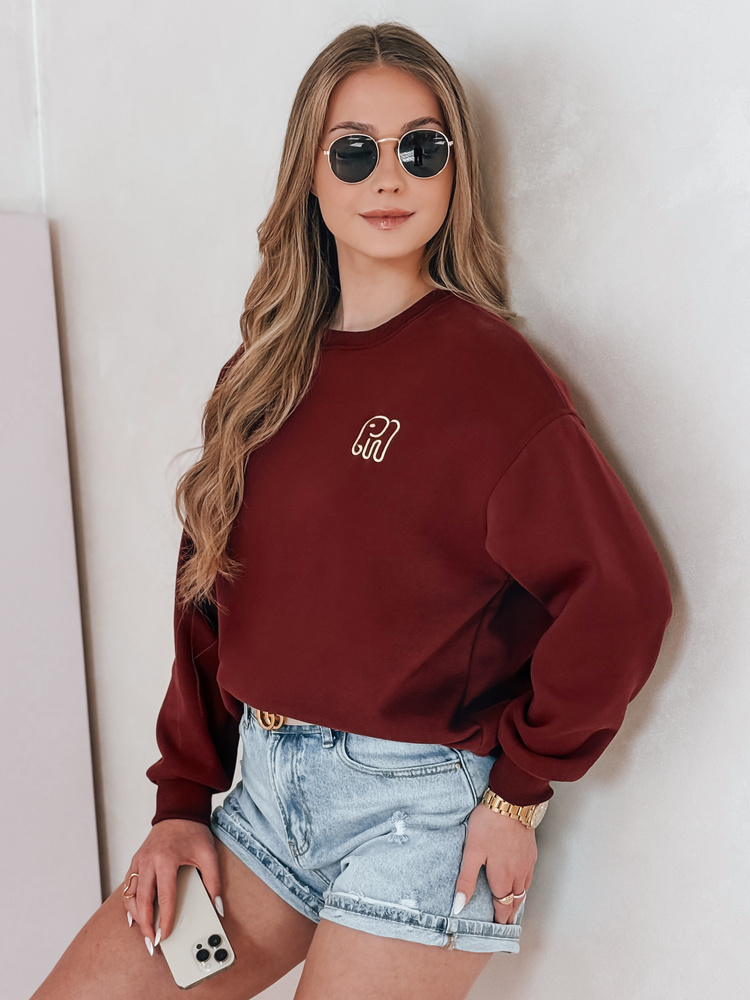 Bluza damska oversize z haftem SOFTSLON bordowa Dstreet