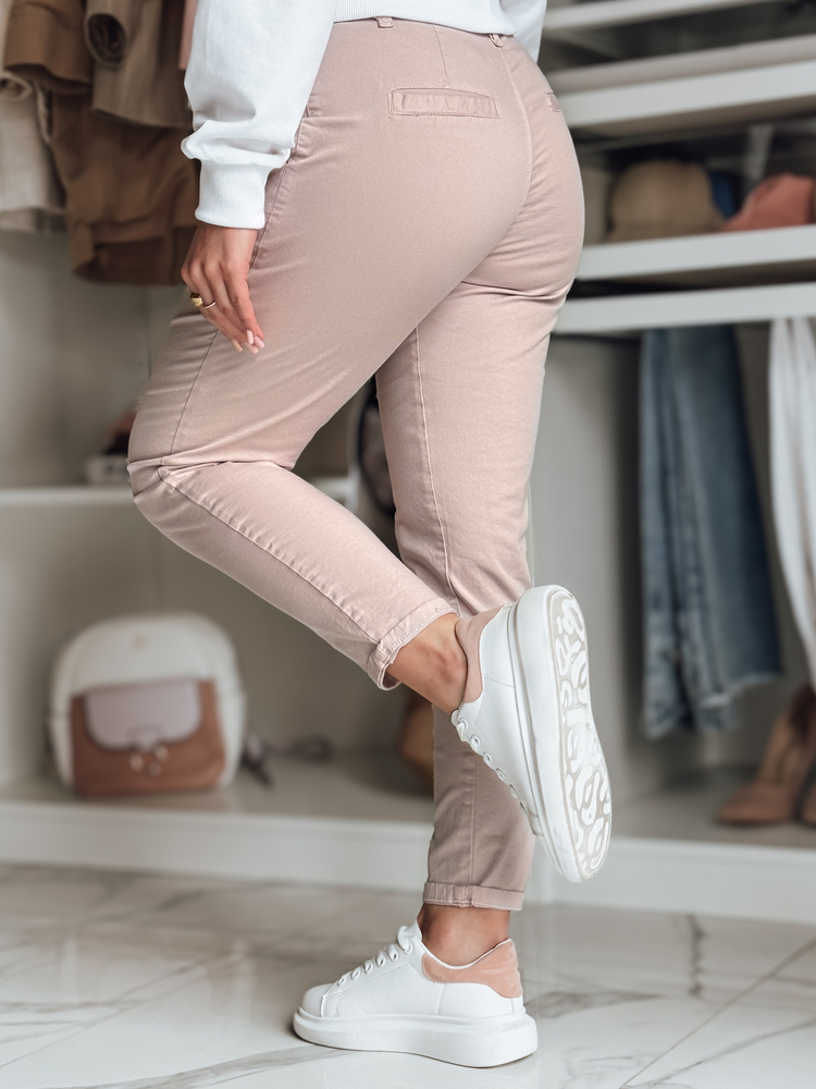 Pantaloni chino de damă MODELA cu curea, roz