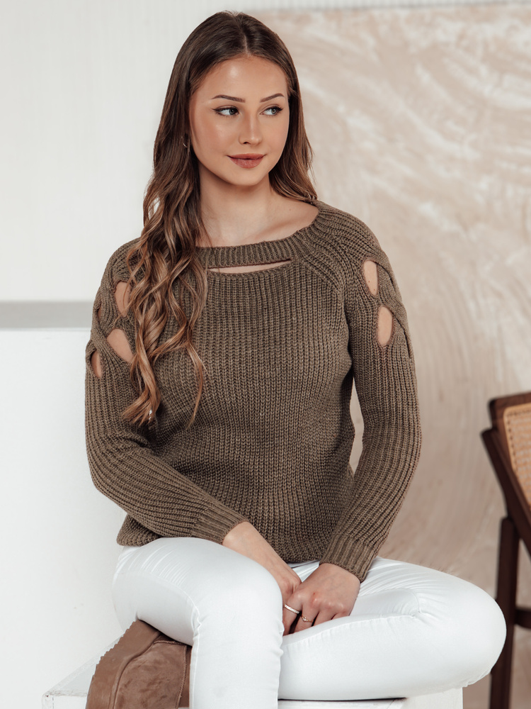 Sweter damski SLITARIA beżowy Dstreet