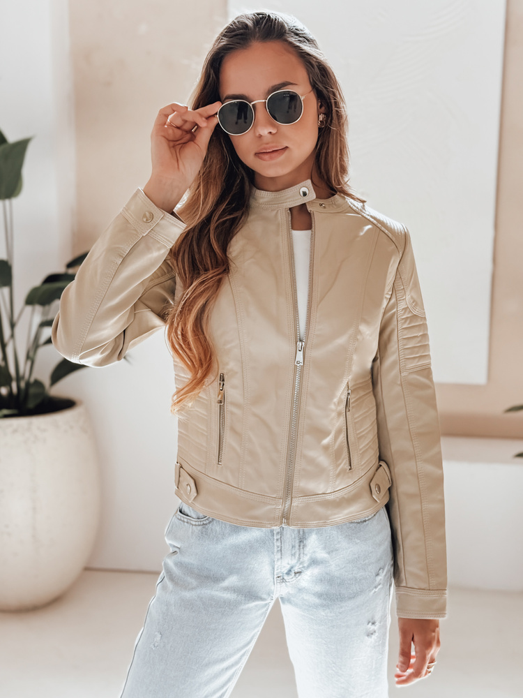 Geacă de piele pentru femei ROCKMISS bej